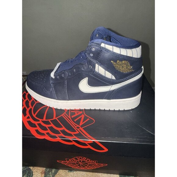 NIKE AIR JORDAN 1 RETRO HIGH JETER RE2PECT Navy Shoes 8.5 715854 402 Yankees - Picture 9 of 16